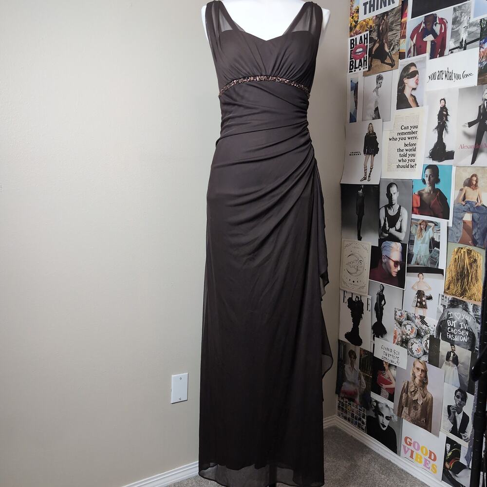 Embellished Glam Ruched Mesh Gown